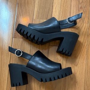 Madden Girl Black Chunky Heel Mules